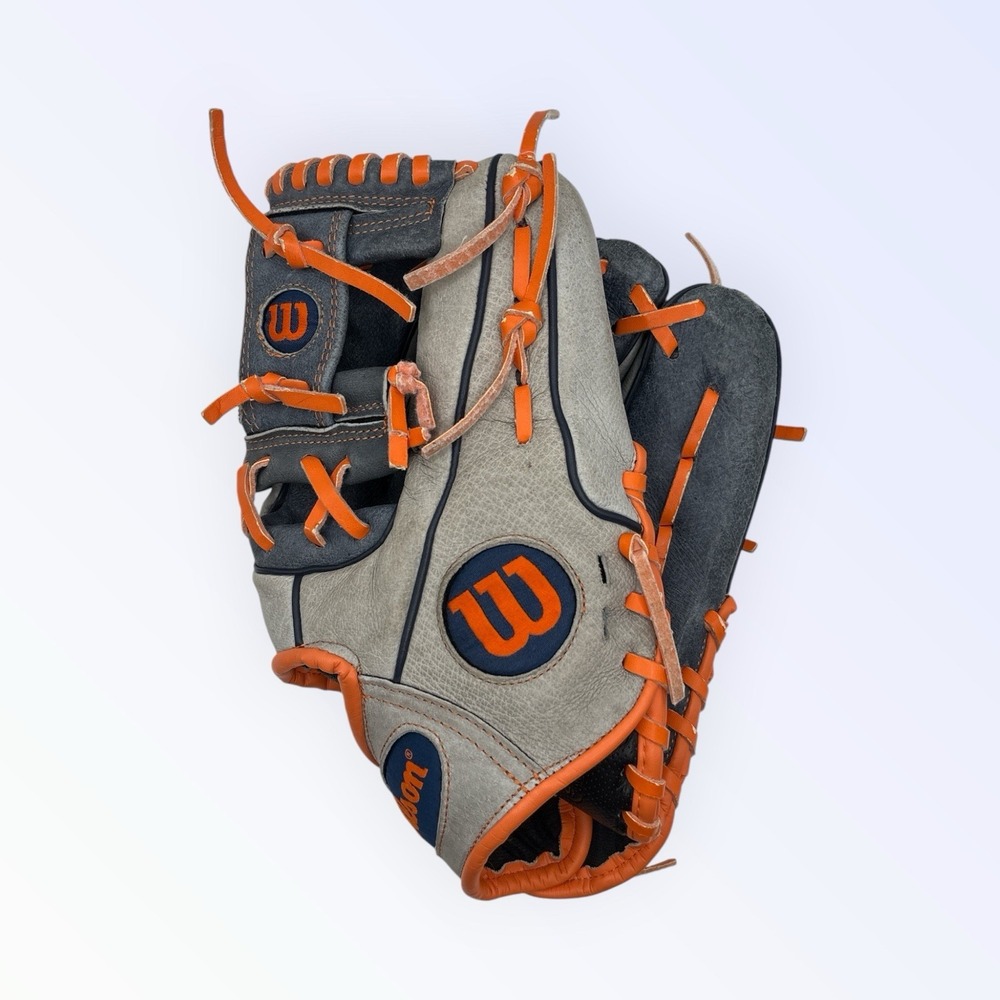 Wilson A450 11.5" Youth Baseball Glove Gray/Orange/Blue